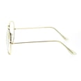 thumbnail image 3 of Trendy Oversized Officer Style Tear Drop Shape Metal Clear Lens Eyeglasses Shiny Gold, 3 of 4