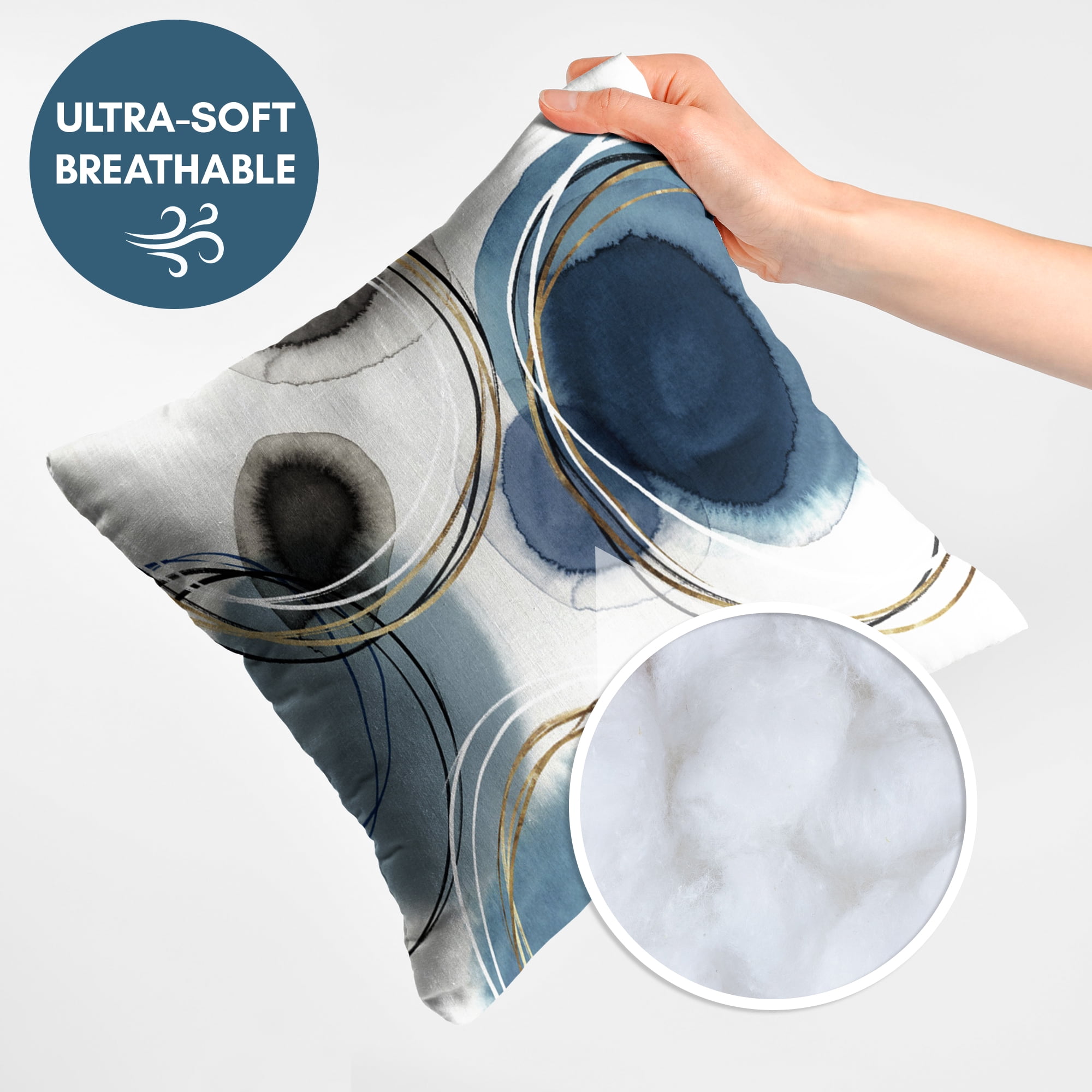 Americanflat 20"x20" Abstract Throw Pillow with Premium Polyester - Blue and White