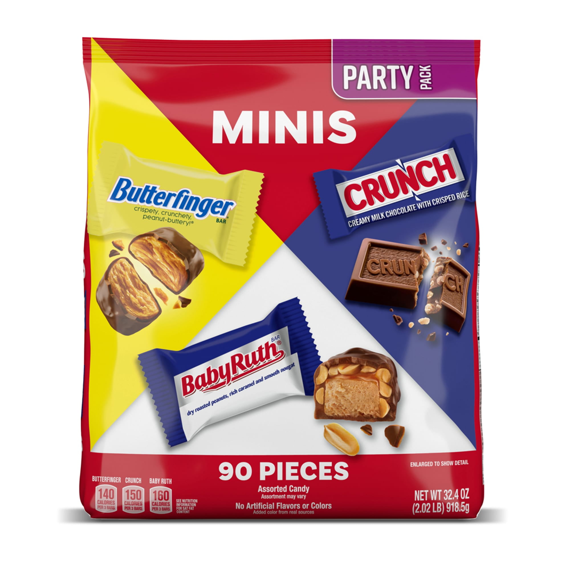 Butterfinger, CRUNCH and Baby Ruth, Bulk 90 Pack, Assorted Minis Candy Bars, 32.4 oz