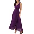 thumbnail image 4 of INSPIRAR CHIC Vestido de cóctel sin mangas con encaje y escote en V para mujeres invitadas de boda 2XL Púrpura, 4 of 6