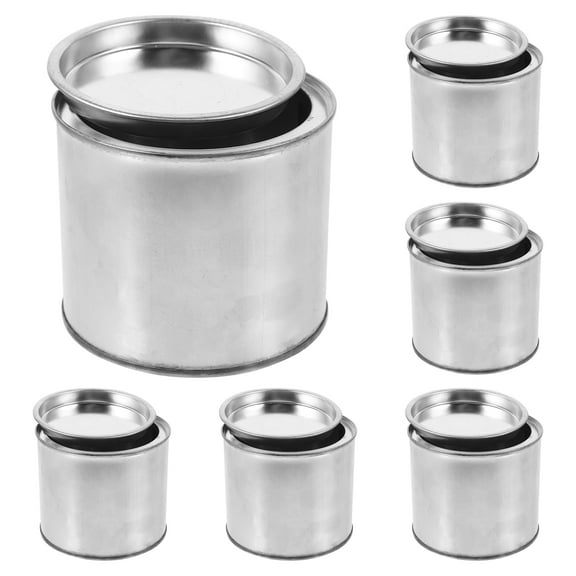 FRCOLOR Paint Can 6pcs Round Cans Practical Storage Can Empty Ink Container for Varnishes Crafts ( 0.5L ),3.74"X3.74"X3.27"