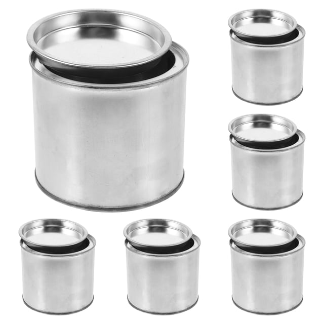 SHISUYAN 6pcs Iron Round Paint Cans Practical Paint Storage Can Durable Ink Container (0.5L)