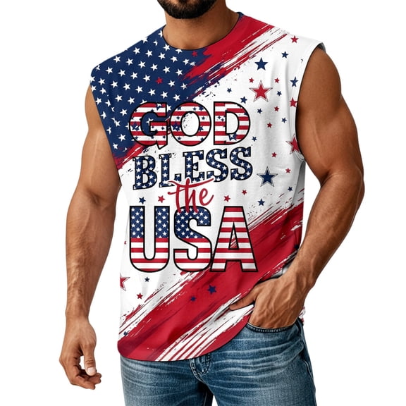 adaychics Men's Patriotic Tank Tops American Flag Eagle Gym Sleeveless Shirts Crew Neck Workout Vests for Gym