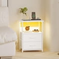 thumbnail image 5 of Tomnk Nightstands Set of 2, Bed Side Table with Charging Station, LED Night Stand with 2 Fabric Drawers, White, 5 of 6