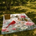 thumbnail image 7 of Cardinal Pair With Pink Roses, Romantic Naturalistic Botanical Illustration, Anniversary Gift for Bird And Rose Enthusiasts, Cozy Flannel Blanket and Home Decor for Living Room and Bedroom, 7 of 7