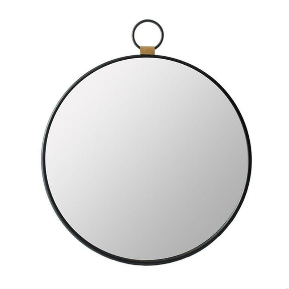 HomeRoots 485021 28 in. Black Round Iron Framed Accent Mirror