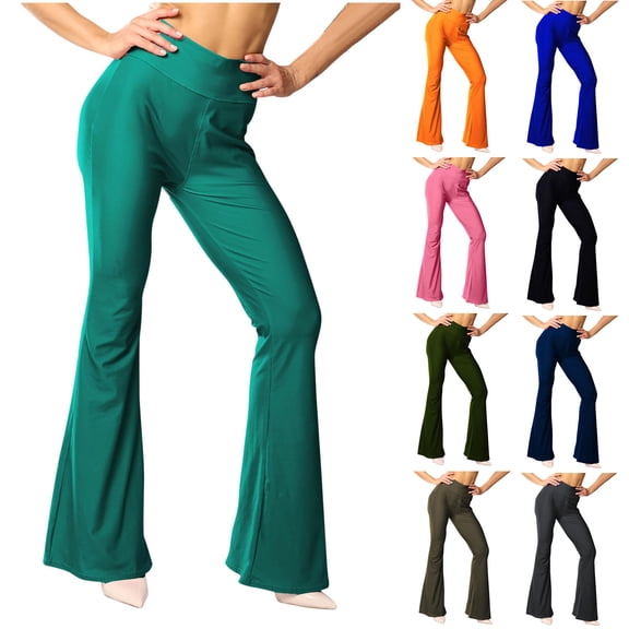 QSXADF Flare Pants For Women High Waist Leggings Solid Color Casual Bodycon Hip Hugger Flare Leg Fashion Daily Full Length Comfortable Women's Pants