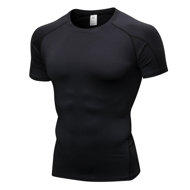 LANBAOSI Running Tops for Men Short Sleeve Sports T-Shirts Male Fitness Athletic Base Layers Compression Top Quick Dry Clothing for Gym Size Medium