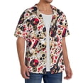 thumbnail image 2 of Yiaed Guitar Skull rock Print Mens Casual Wrinkle Free Shirts Short Sleeve Button Down Summer Stretch Dress Shirt-4X-Large, 2 of 5