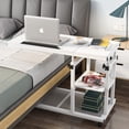 thumbnail image 5 of Tribesigns Height Adjustable C Table with Wheels, Mobile Couch Side Table with Tiltable Drawing Board, Sofa Bedside Laptop Stand C Shaped TV Tray with Storage Shelves, White, 5 of 7