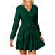 thumbnail image 3 of TaTaai Women Elegant Casual Velvet Long Sleeve V Neck Belted Dress Solid Color Temperament Dress Soft Stretchy Comfortable for Daily Party Wear Gift, 3 of 9