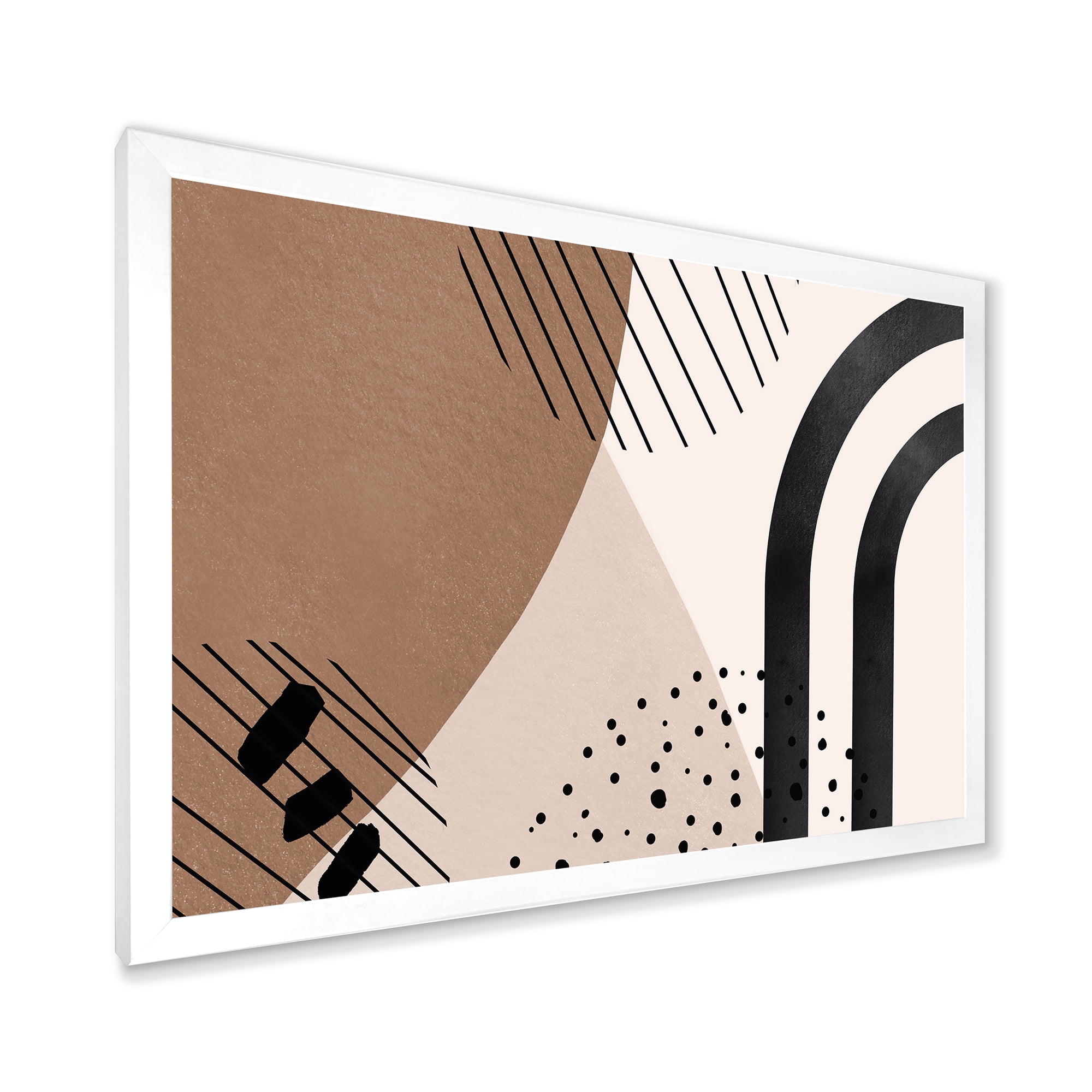 Designart 'Abstract Ivory Shapes and Shapes in Terracotta I' Modern Framed Art Print