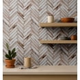 thumbnail image 4 of S4Sassy Self Adhesive Wallpaper, Vintage Wood Zig Zag Tile Print Wallpaper, Beige Diy Vinyl Tile Pattern Wall Covering, Textured Peel And Stick Contact Paper For Entryway, Kitchen Backsplash(25"X60"), 4 of 8