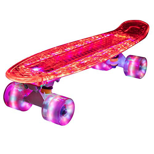 afsked Stol Adskille Rekon 22" Complete LED Light Up Mini Cruiser Skateboard (Clear Red) -  Walmart.com
