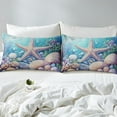 thumbnail image 4 of Erosebridal Sea Starfish Sheet Set Twin, Seashell Print Bedding Sets Twin Size, Sequin Print Decor 3pcs, 4 of 7