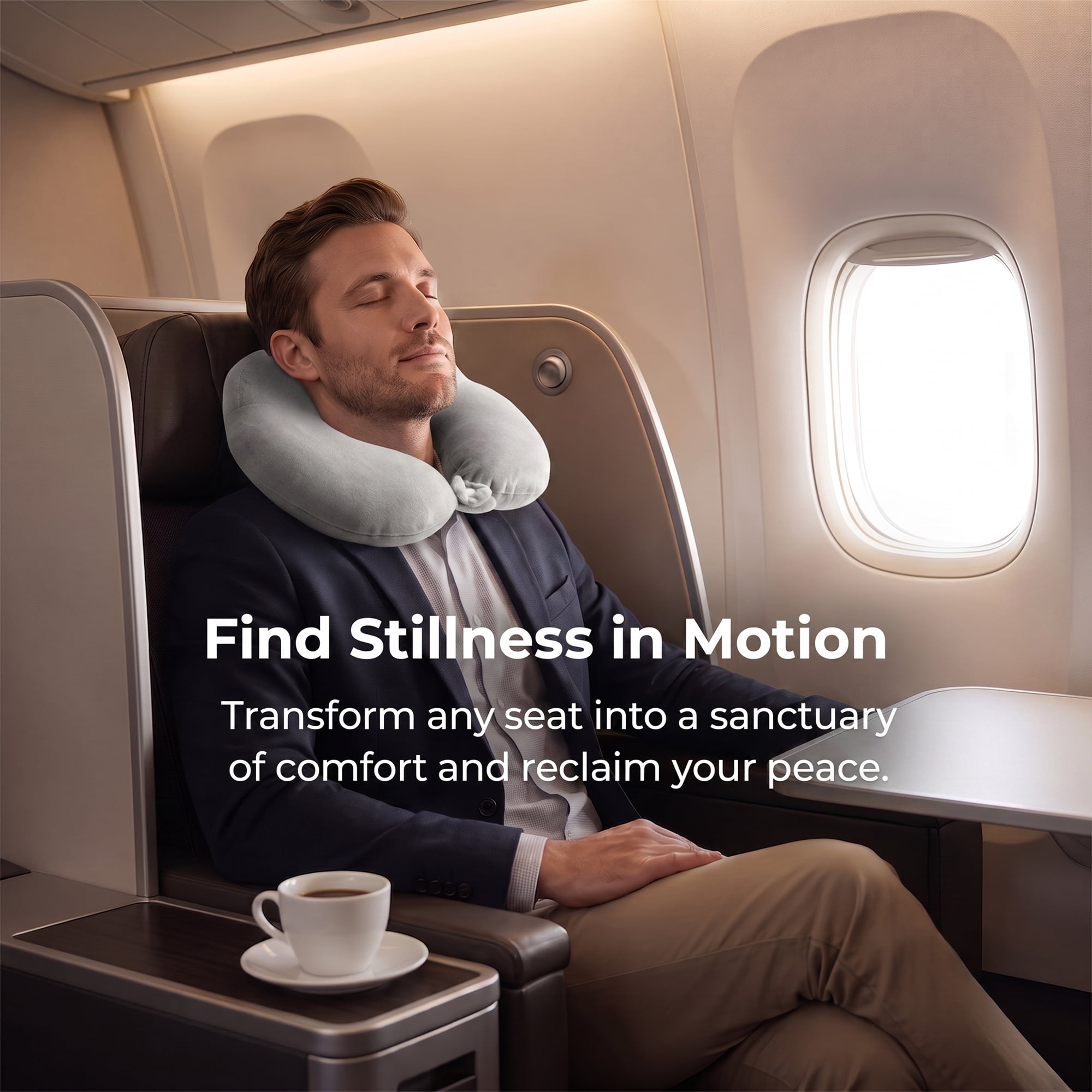 Unique Bargains Memory Foam U Shape Travel Neck Pillow Snap Closure Light gray 12"x11"x5"