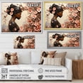 thumbnail image 4 of Designart "Floral Dance of African American in Gold and Pink" Fashion Framed Wall Art - Glam Black Woman African Entryway Framed Wall Art, 4 of 6