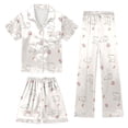 thumbnail image 2 of WhouRiu Girls Cartoon Graphic Pajamas Short Sleeve Flat Collar Button Up Shirts Shorts And Pants Pajama Set 3 Piece Kids Cozy Cute Sleepwear,10-11 Years, 2 of 6