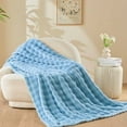 thumbnail image 4 of King Blanket for Couch Blue Super Soft Flannel Fleece 3D Bubble Lightweight Bed Blanket All Season Use (Blue, King(90"x110")), 4 of 9