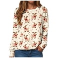 thumbnail image 6 of Kaprioy Merry Christmas Long Sleeve Tops for Women Pullover Sweatshirts Cute Christmas Elk Graphic Holiday Crewneck Fall Fashion Clothing Khaki, XL, 6 of 6