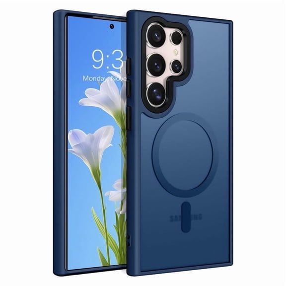 for Samsung S22 Utra Case Magnetic [Compatible with MagSafe] TPU Slim Protective Translucent Matte Smooth, phone case for Samsung S22 Ultra, Dark Blue