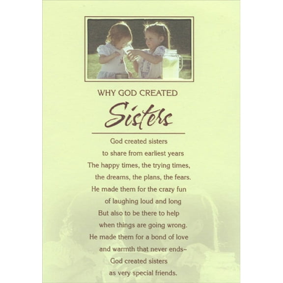 Designer Greetings Why God Created Sisters Die Cut Window Religious Birthday Card for Sister