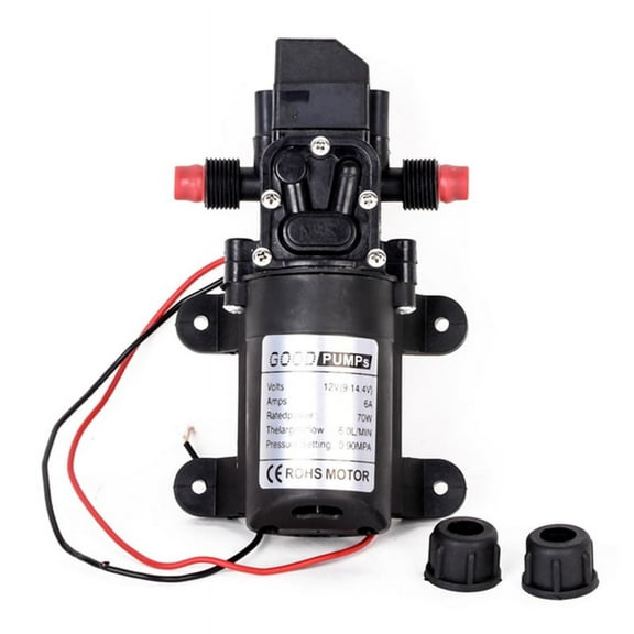 1Pcs Automatic Flow Switch 6L/Min DC12V 70W 130PSI AUTO Diaphragm Water Pump Self Priming Pumps, Screw Thread,Black
