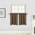 thumbnail image 1 of Home Collection 2 Panels 100% Blackout Curtain Set Solid Color with Rod Pocket Short Tier Drapes for Kitchen, Dinning Room, Bathroom, Bedroom,Living Room Window New (58” Wide X 23” Long, Choclate), 1 of 4
