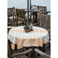 thumbnail image 3 of Outdoor Tablecloth with Umbrella Hole Zipper Orange Green Ethnic Tribe Round Tablecloth 60" Waterproof Outside Table Cloth Boho Traditional Geometric Patio Table Cover Tablecloths for Picnic Party, 3 of 8