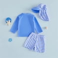 thumbnail image 4 of REDARER Baby Boys 2 Piece Rash Guard Swimsuit Long Sleeve Gingham Plaid Trunks With Sun Hat Summer Beach Pool Bathing Suit,12-18 Months, 4 of 5