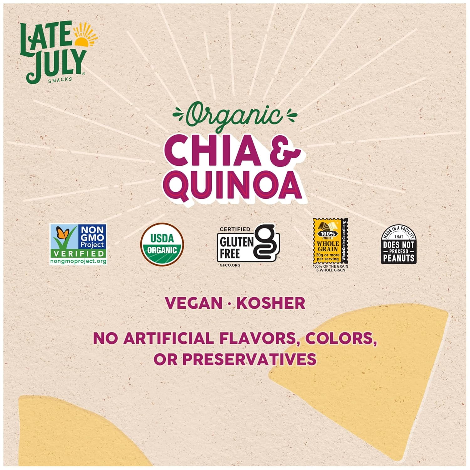 (Pack of 9) Late July Snacks Thin & Crispy Organic Chia & Quinoa Tortilla Chips, 10.1 oz