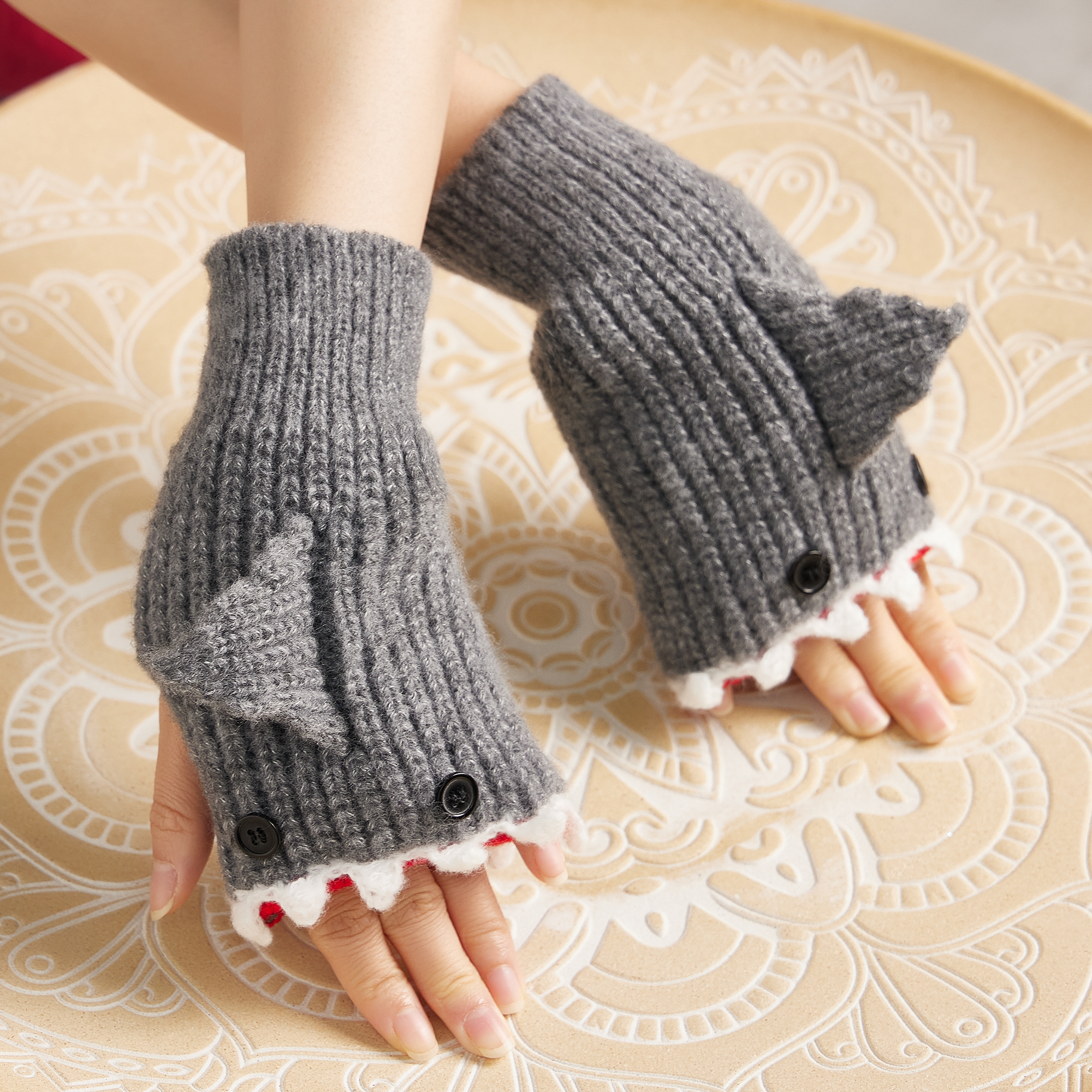 小物 UN3D. FABRIC MIX MITTENS , NECK WARMAR UN3D.（アンスリード）の「FABRIC MIX NECK WARMER