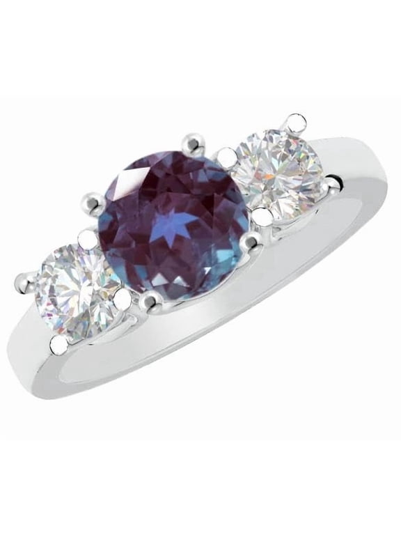 1 to 5.5 Carat Round 14K White Gold Natural Gemstone and Diamond Engagement Ring (AAAA Heirloom Quality) Emerald 1 Carat Size: 9