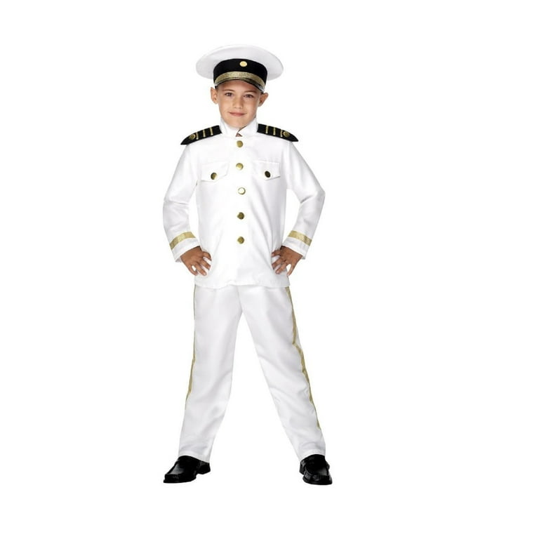 Captain Costume Child Kids White Captain Costume Child Kids White