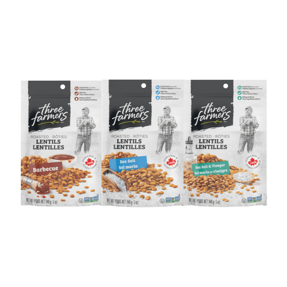 Roasted Lentil Variety 12 Pack | Barbecue |Sea Salt | Sea Salt & Vinegar | Plant Protein | High Source of Fibre | Low Fat Snack | Vegan Snack | Gluten-Free Snack | Non-GMO Certified