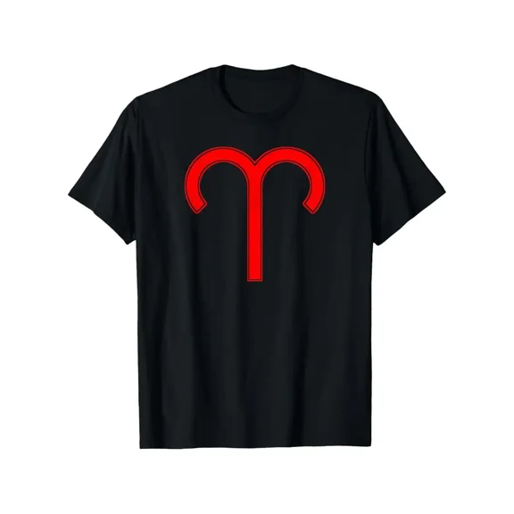 Minimalist Red Aries Zodiac Sign Unisex Cotton Short Sleeve Graphic T-Shirt