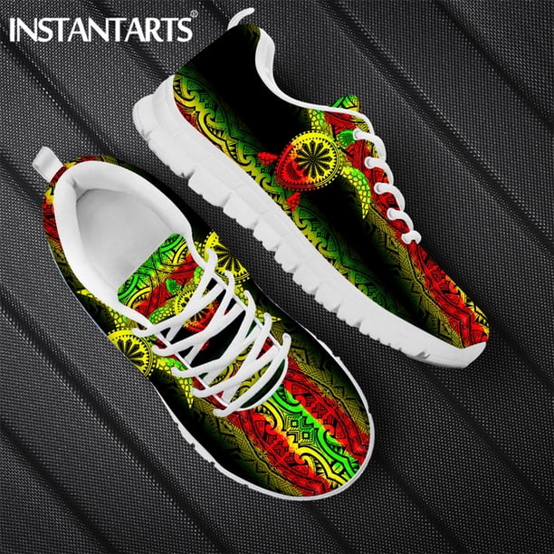 Zapatillas planas para hombre, con estampado tribal polinesio de tortuga, informales, con cordones, transpirables, para caminar