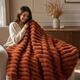 thumbnail image 7 of Plush Faux Rabbit Fur Throw Blanket – 60" × 80" Thick & Warm, Ultra Soft Fluffy Blanket for Couch, Bed, Sofa, Ideal Gift for Women (Brown), 7 of 7