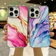 thumbnail image 6 of SaniMore for iPhone 14 Pro 6.1" 2022 Case, Shockproof TPU Bckplane Marble Pattern Stylish for Girls Women Plating Design Anti-drop Slim & Lightweight Anti-slip Bumper, Pattern-D, 6 of 6