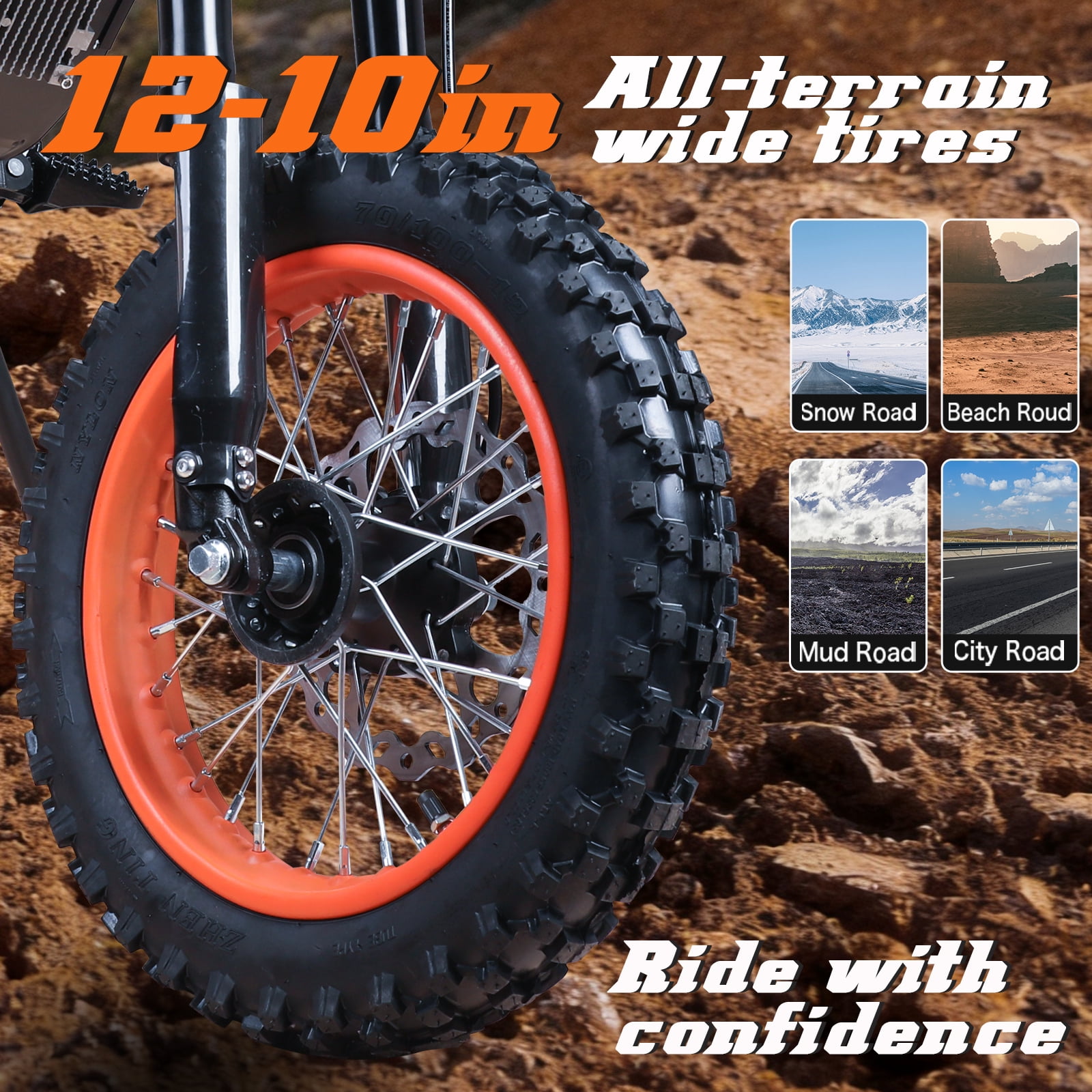 Y66 Electric Bike for Teens Adults,3000W Brushless Motor Up to 34MPH, 48V 30Ah 40-Mile Electric Motorcycle, 12"/10" Off-Road Tire Ebike, Dual Hydraulic Brakes, Full Suspension UL2849