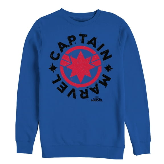 Men's Marvel Captain Marvel Star Symbol Circle  Sweatshirt Royal Blue Medium