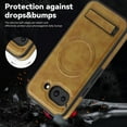 thumbnail image 5 of Dteck Magnetic Case for Google Pixel 9A, Compatible with MagSafe, PU Leather TPU Bumper Shockproof Protective Cover with Kickstand,Brown, 5 of 5