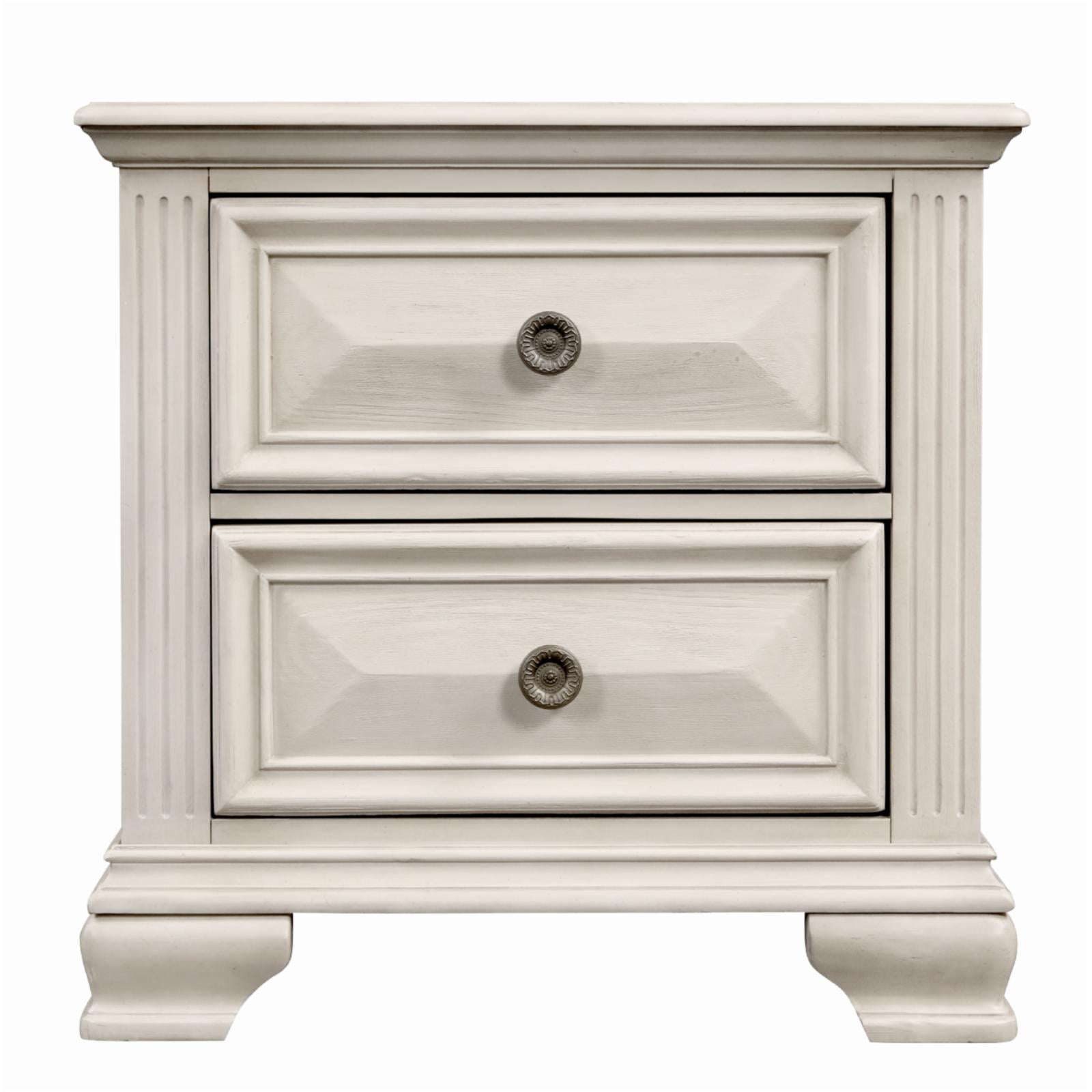 Roundhill Furniture Renova Distressed Parchment 2Drawer Nightstand