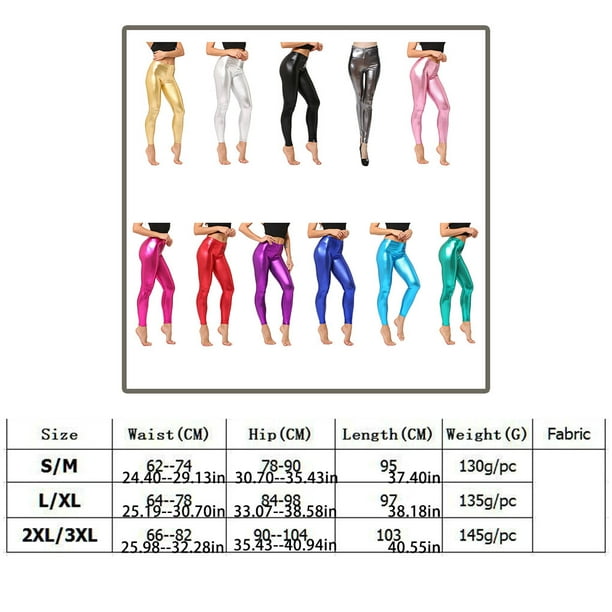 pitrice Leather Leggings Elastic Metallic Gold Pants Sexy Skinny Push Up  Trousers Leisure Fitness Tights for Daily Dancing Pink Plus Size 