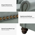 thumbnail image 3 of Genuine Leather 3 Seater Sofa with Rolled Arms Nailhead Trims Solid Wooden Legs Living Room Reading Sage, 3 of 8