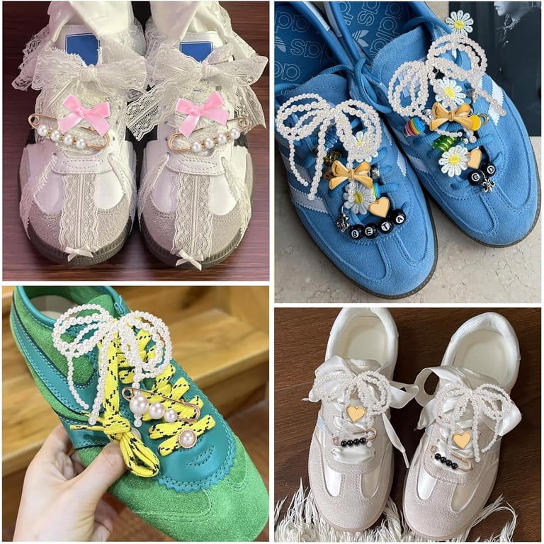 Shoe Charms For Sneakers & Socks - Pearl Lace Charms, Junk Socks Pins, Decorative Brooch Pins For Clothes & Hats