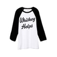 thumbnail image 1 of Whiskey Helps Unisex 3/4 Sleeves Baseball Raglan T-Shirt Tee White Black X-Small, 1 of 4