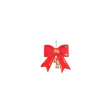 

Veki Christmas Tree Decoration Red Big Bow Tie 13cm With Bell Pendant Vintage Chandelier