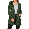 thumbnail image 4 of Duoif Rain Jacket Women, Women's Raincoats with Hood Windbreaker with Belt Lightweight Long Rain Jackets Outdoor Trench Coat Jackets for Women Green M, 4 of 7