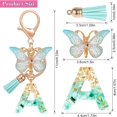 thumbnail image 3 of Porte-Clés Lettre Initiale Alphabet, Porte-Clés en Résine Dorée avec Pendentif à Franges Papillon, Porte-Clés Mode Verte pour Femmes Filles Sac à Main Sacs Pendentif(A), 3 of 5